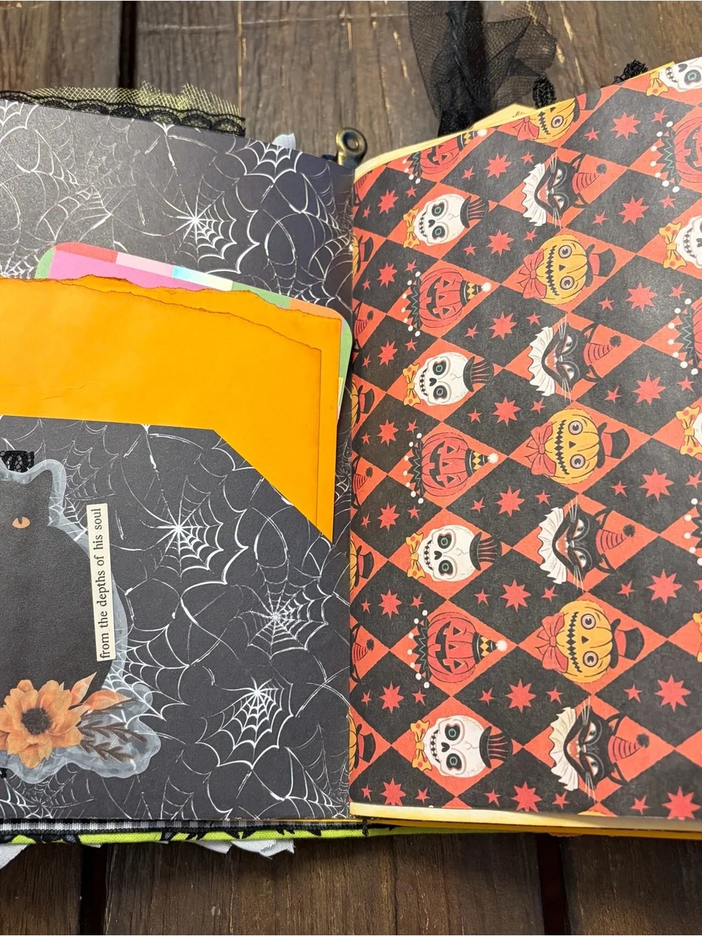 Halloween Junk Journal Black Cats Softcover 3 Signatures Decorated Handmade